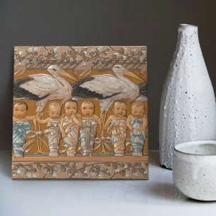 Anton Seder's Tender Storks Art nouveau Wall Kakelplatta