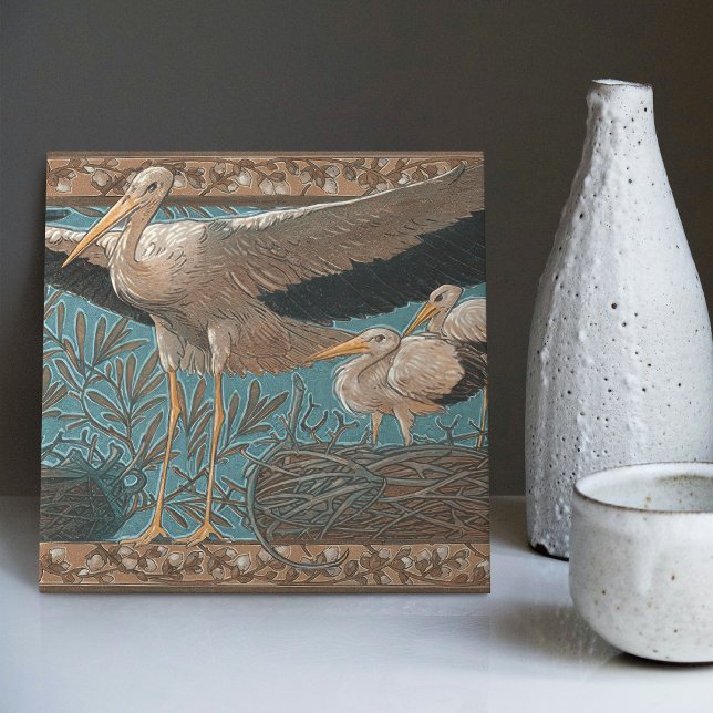 Anton Seder's Tender Storks Art nouveau Wall Kakelplatta (Skapare uppladdad)