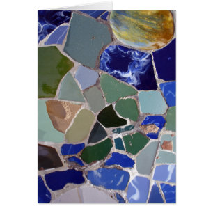 Antoni Gaudi blåttmosaik Hälsningskort