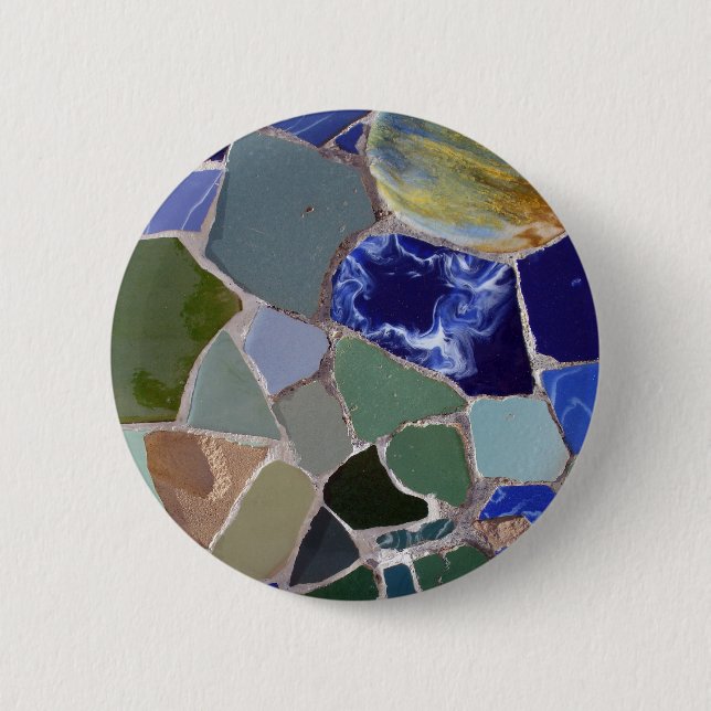 Antoni Gaudi blåttmosaik Knapp (Framsida)