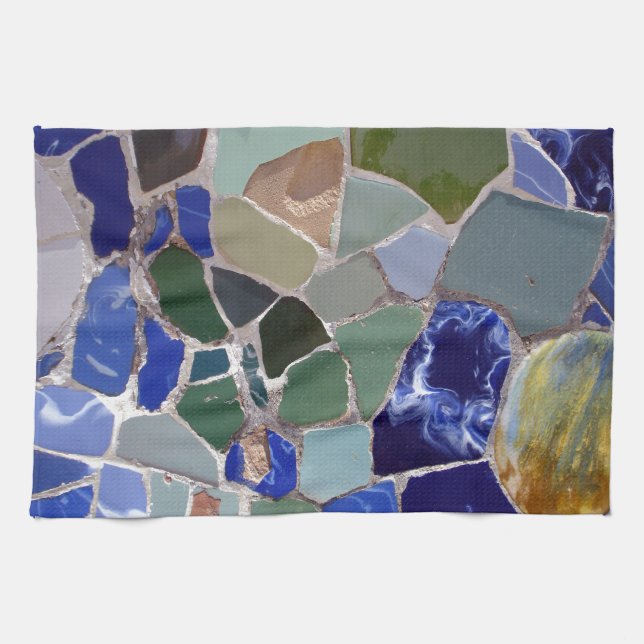 Antoni Gaudi blåttmosaik Kökshandduk (Horisontell)