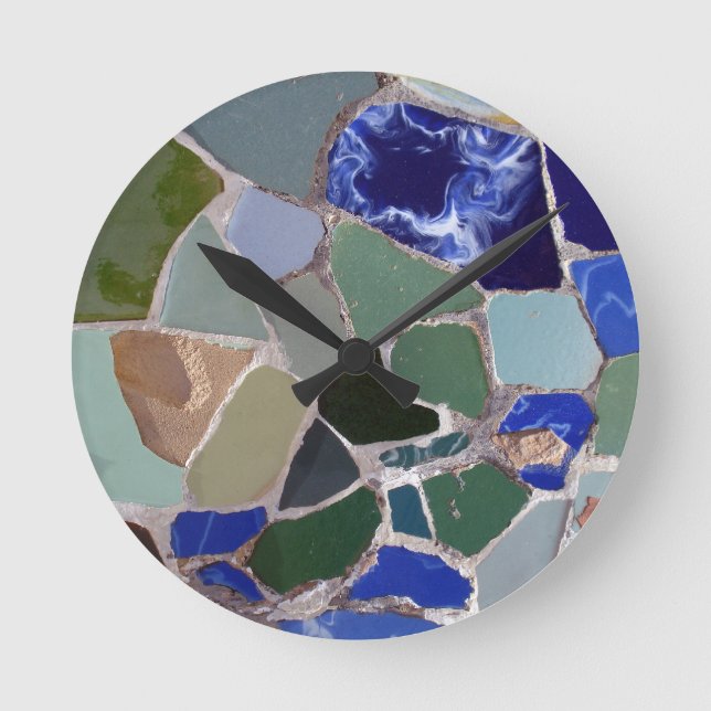 Antoni Gaudi blåttmosaik Rund Klocka (Framsida)