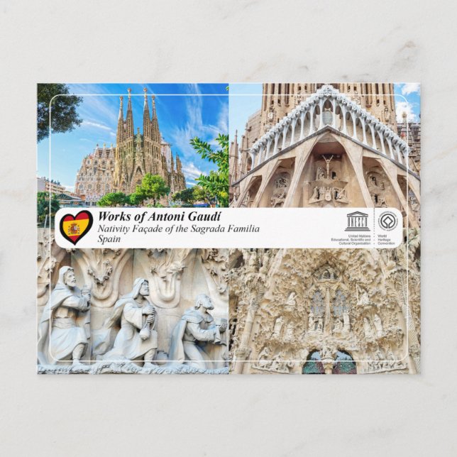 Antoni Gaudí - Sagrada Família - Nativitetsfaktor Vykort (Framsida)