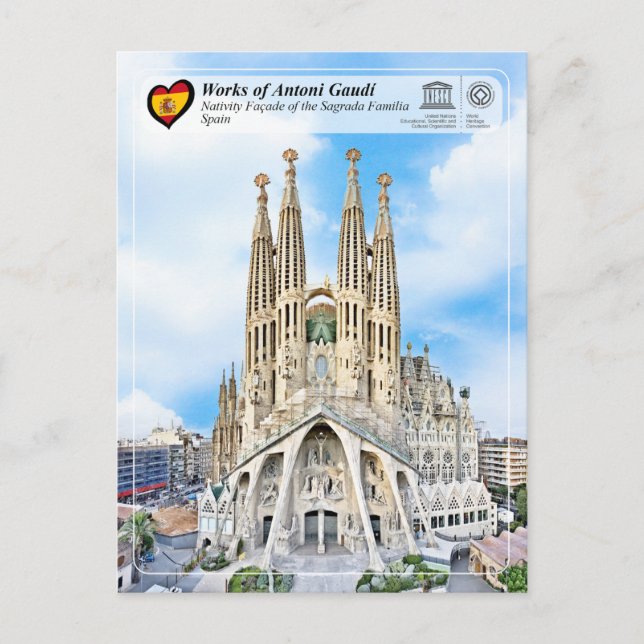 Antoni Gaudí - Sagrada Família - Nativitetsfaktor Vykort (Framsida)