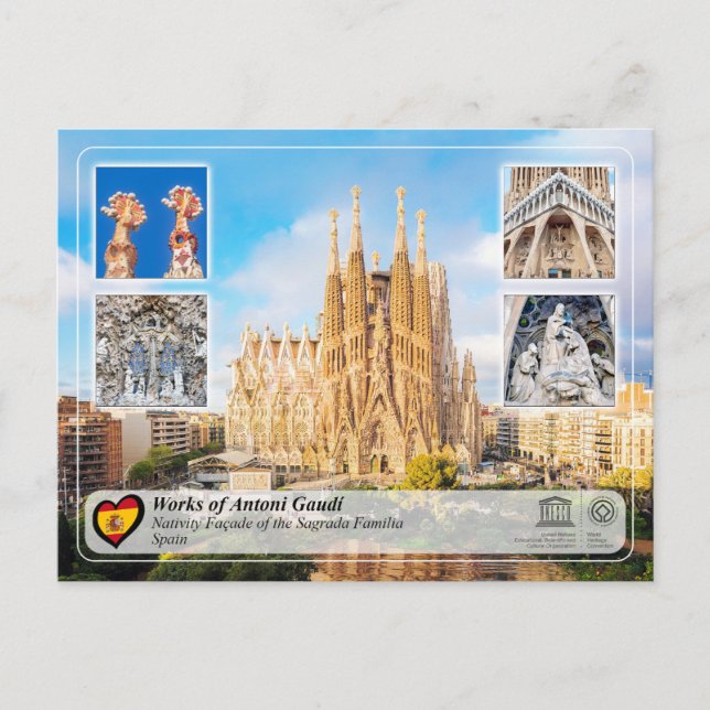 Antoni Gaudí - Sagrada Família - Nativitetsfaktor Vykort (Framsida)