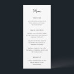 Antonia Black and White Elegant bröllop Meny<br><div class="desc">Elegant bröllop-menyer med enkel design med skript och serif typsnitt.</div>
