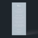 Antonia Powder Blue Elegant bröllop Meny<br><div class="desc">Elegant bröllop-menyer med enkel design med skript och serif typsnitt.</div>