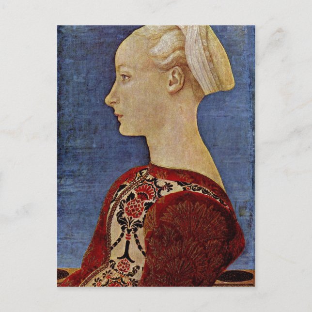 Antonio del Pollaiuolo Profilbildnis einer jungen  Vykort (Framsida)