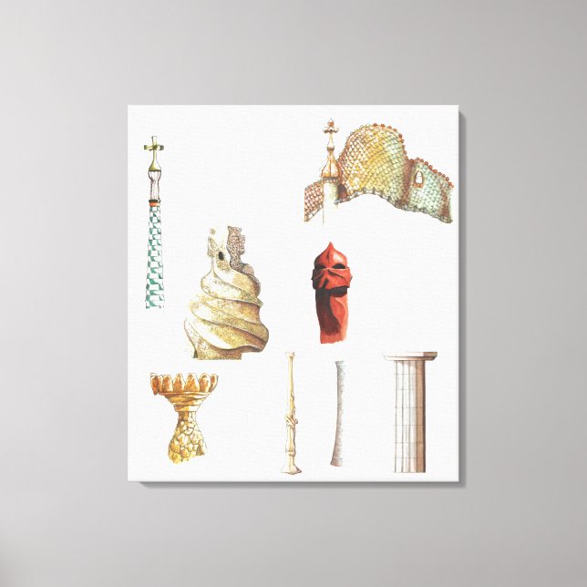 Antonio Gaudi. Barcelona. Spanien. Arkitektonisk Canvastryck (Framsida)