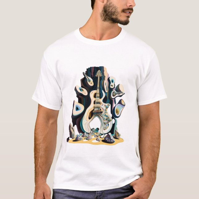 Antonio Gaudi-format, musik på sten-band T Shirt (Framsida)