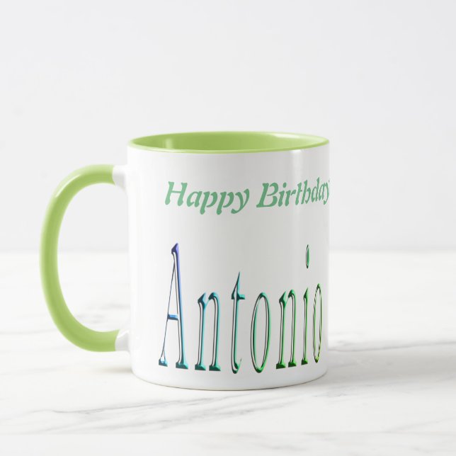 Antonio, Grattis på födelsedagen Logotyp, Grönt Co Mugg (Vänster)