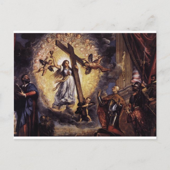 Antonio Grimani Kneeling Före Faith Titian Vykort (Framsida)