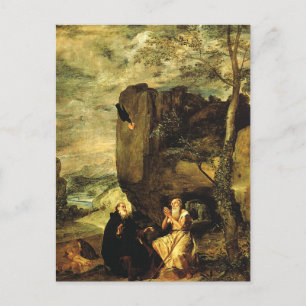 Antonius den store och Paulus av Thebe Vykort