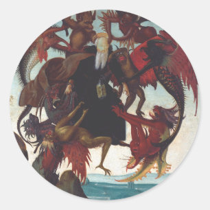 Antonius frestelse av Michelangelo Runt Klistermärke