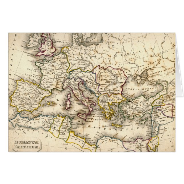 Antquie karta av den forntida romaren hälsningskort (Framsidan Horizontal)
