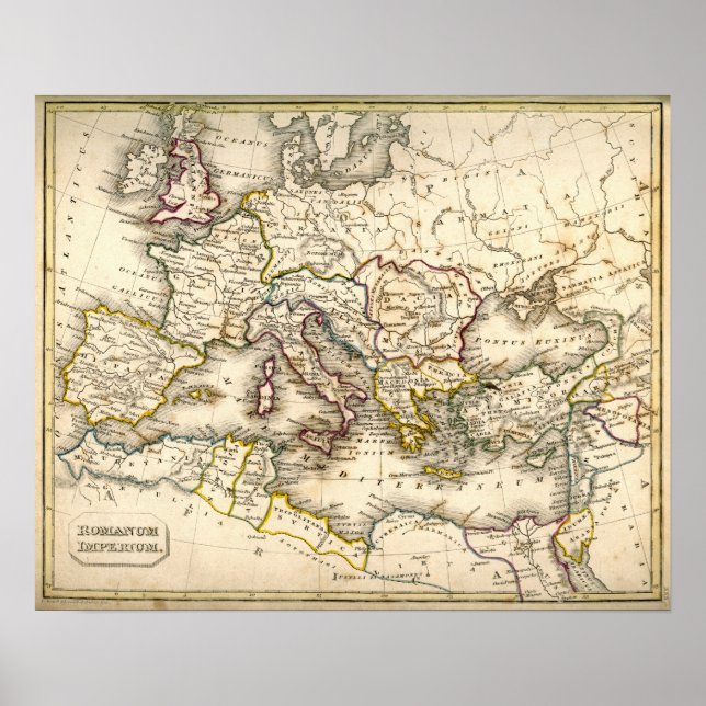 Antquie Karta i det antika romerska riket Poster (Framsidan)