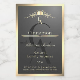 Antrasit med guldbord Monogram Produktetikett Mat Etikett