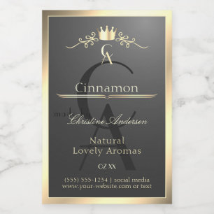 Antrasit med guldbord Monogram Produktetikett Mat Etikett