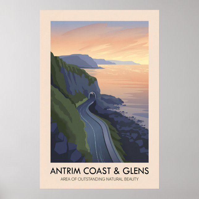 Antrim Coast And Glens AONB Reseskylt Poster (Framsidan)