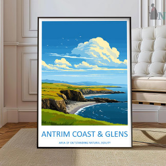 Antrim Coast och Glens Resa Tryck Väggkonst Antri