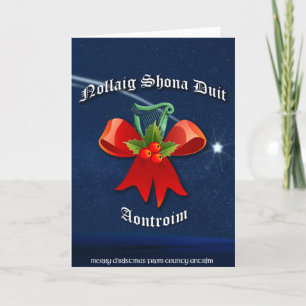 Antrim Irish jul Card - Nollaig Shona Duit Helgkort