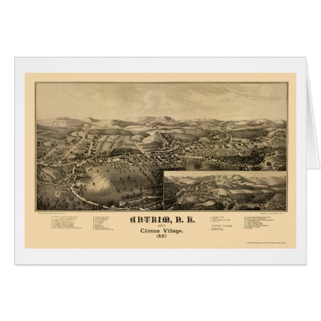 Antrim panorama- karta för NH - 1887 Hälsningskort (Framsidan Horizontal)