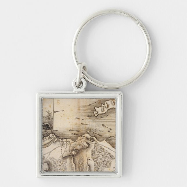 Antrim, Raghery Fyrkantig Silverfärgad Nyckelring (Framsidan)