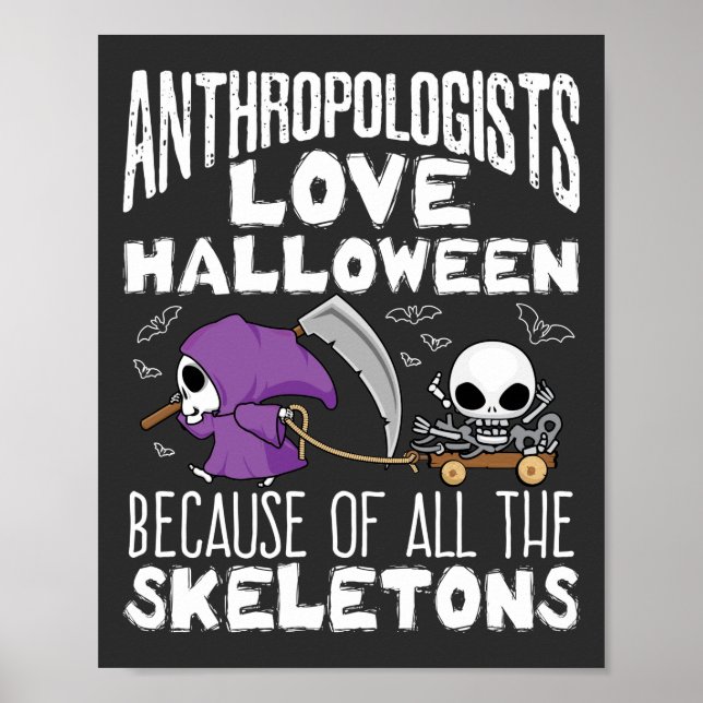 Antropologer Kärlek Halloween Skeletons Poster (Framsidan)
