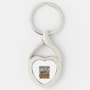 Antropologilärare Halloween kvast gick sönder Twisted Heart Silverfärgad Nyckelring