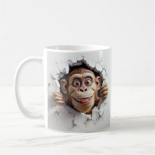 Antropomorf apa Bröstkorg genom vit vägg Kaffemugg