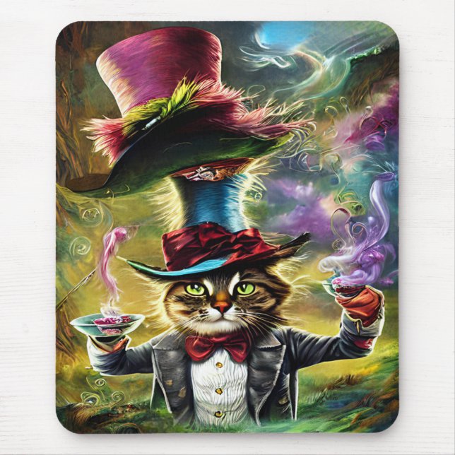 Antropomorf Cat Mad Hatter Fantasy Fairytale Musmatta (Framsidan)