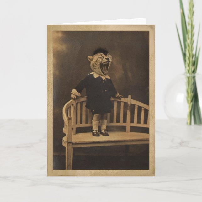 Antropomorf Cheetah Boy Blank Greeting Card Kort (Framsida)