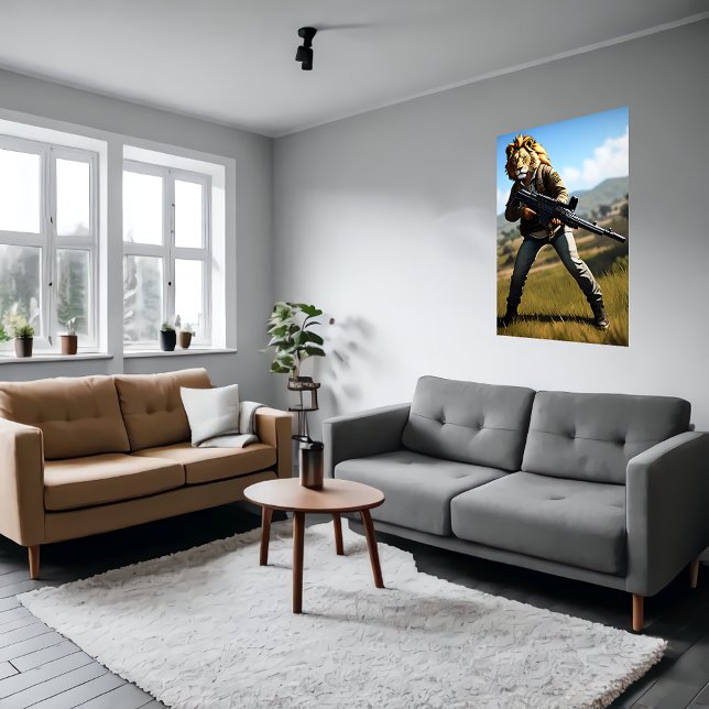 Antropomorf coola lejon soldat | AI Art Poster (Skapare uppladdad)