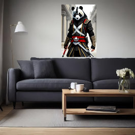 Antropomorf coola Panda Assassin | AI Art Poster