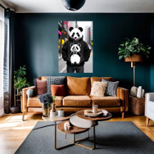 Antropomorf coola Panda i staden | AI Art