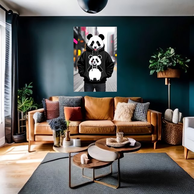 Antropomorf coola Panda i staden | AI Art Poster (Skapare uppladdad)