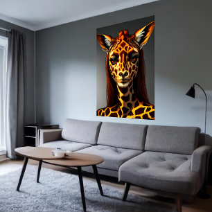 Antropomorf dam giraffe AI Art Poster