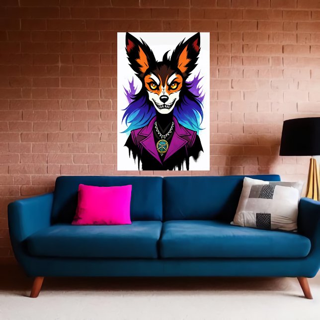 Antropomorf Fox i Lila Jacka | AI Art Poster (Skapare uppladdad)