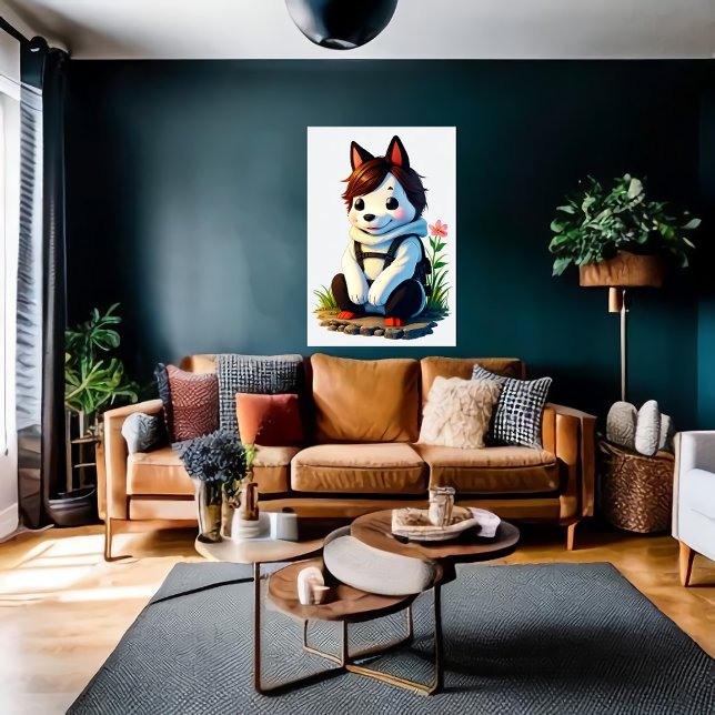 Antropomorf Hund med blomma | AI Art Poster (Skapare uppladdad)