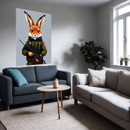 Antropomorf kanin fox Soldier | AI Art Poster
