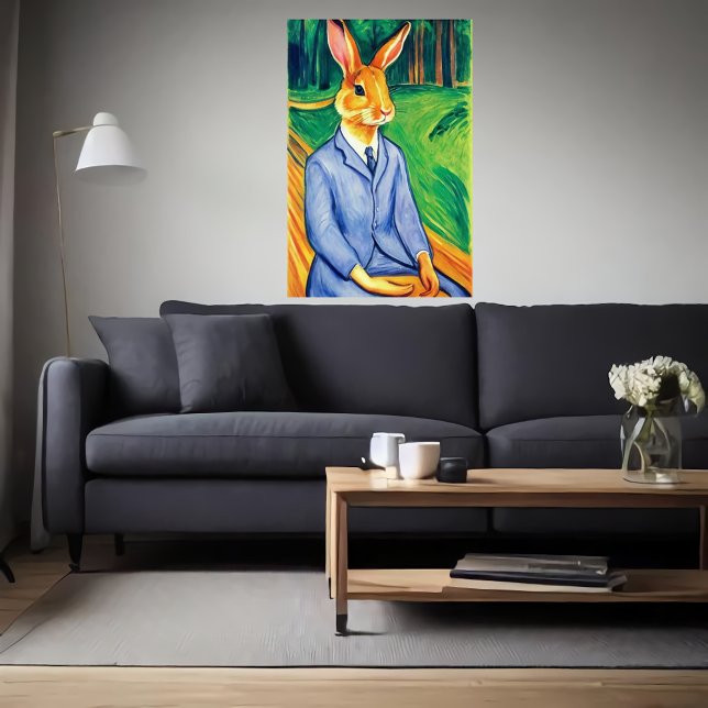 Antropomorf kanin i blå kläder | AI Art Poster (Skapare uppladdad)