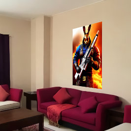 Antropomorf kanin Soldier | AI Art Poster