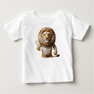Antropomorf lejonbagare med visp och cupcakes t shirt
