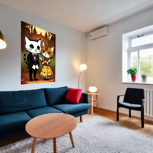 Antropomorf make och hustru AI Art Poster