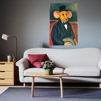 Antropomorf mus i svart kostym | AI Art Poster