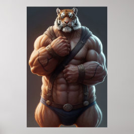 Antropomorf Tiger | BodyBuilder | Digital konst Poster