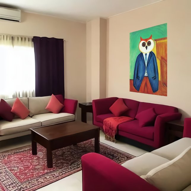 Antropomorf uggla i kläder | AI Art Poster (Skapare uppladdad)