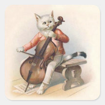 Antropomorf White Cat Spelande Cello