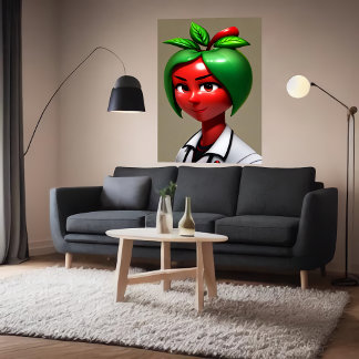 Antropomorfiskt äpple dam | AI Art Poster