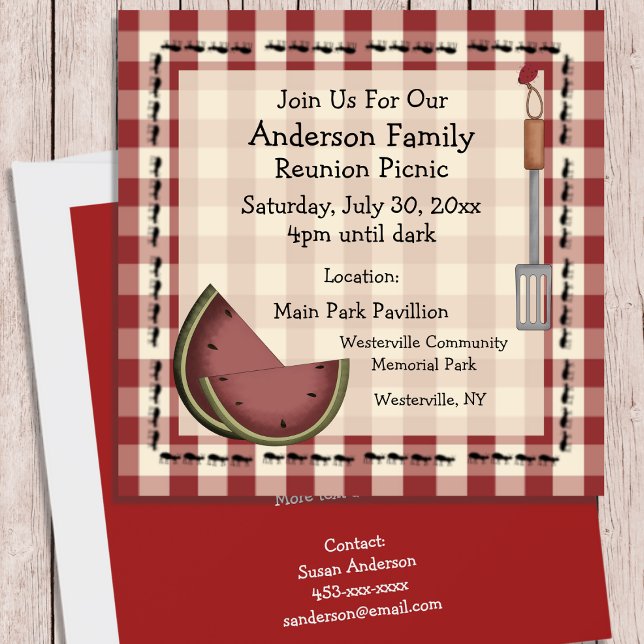 Ants and Watermelon Summer Picnic-inbjudan Inbjudningar (Skapare uppladdad)
